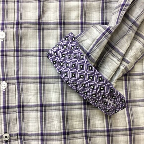 CINCH Shirt Mens XL Violet Gray Plaid Western Long Sleeve Flip Cuff Cowboy - Picture 7 of 16